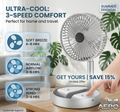 USB Rechargeable Desk Fan Telescopic Electric Desktop Fan Height Adjustable Foldable & Portable
