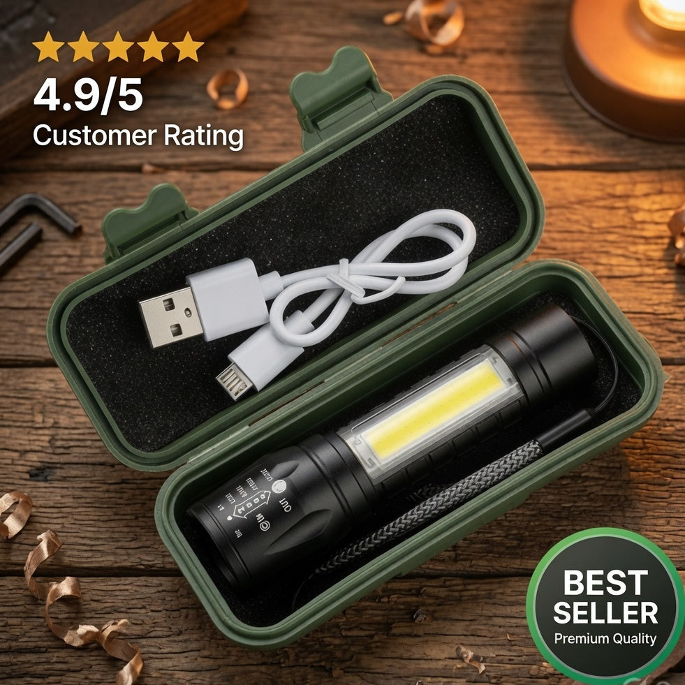 Pocket Size Mini Portable Xpe + Cob Led Tactical Flashlight