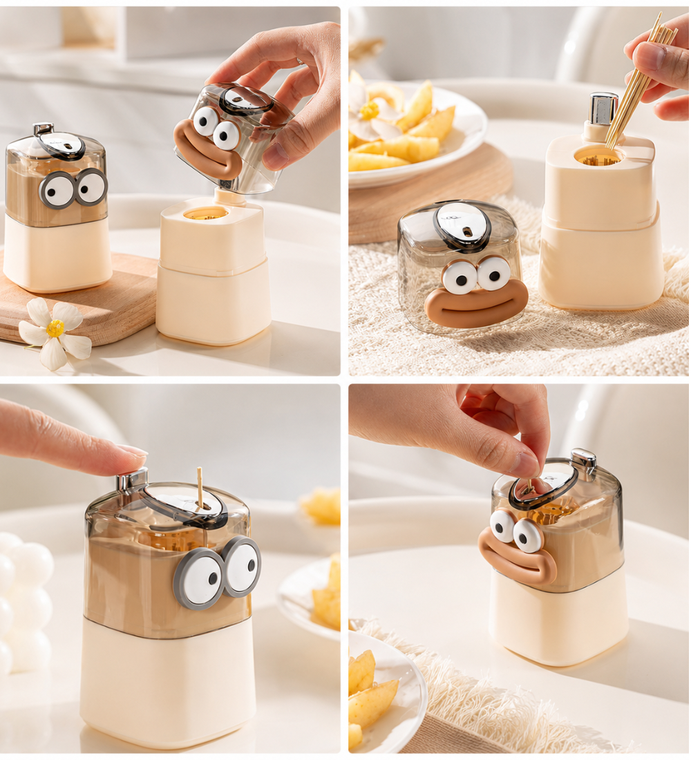 Cute Toothpicks Dispenser Automatic One Tap Only.