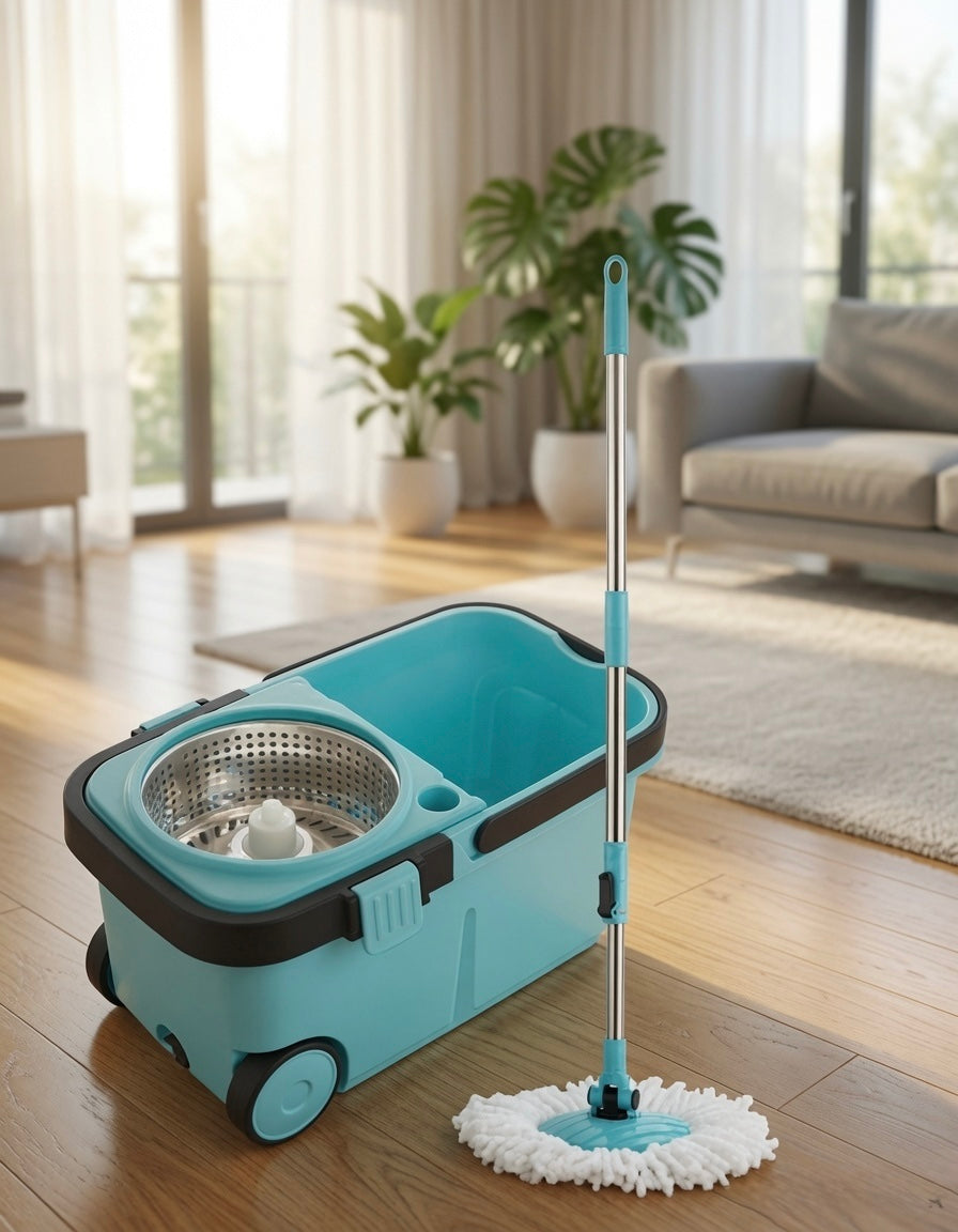 Spin floor cleaning | Easy advance tech bucket mop & two microfibres refill