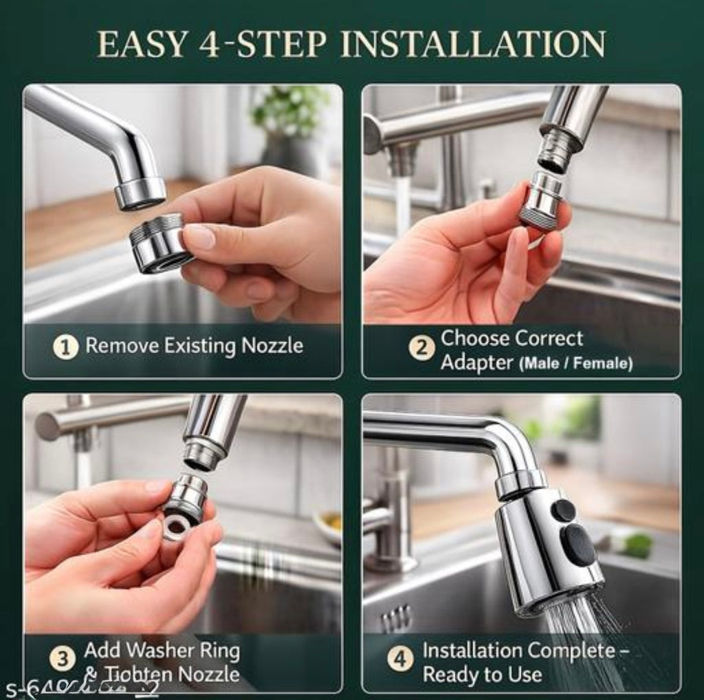 Flexible Tap Extension For Kitchen Sink with 360•rotation Stainless steel .