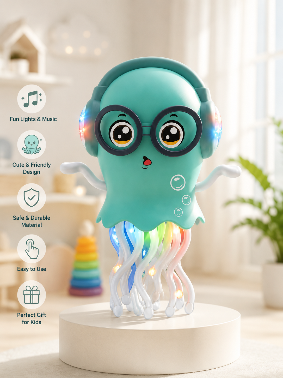 Dancing jellyfish for kids with 3d light & music.